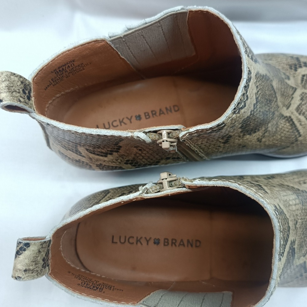 Lucky Brand Leather Snake Print Zipper Ankle Booties Womens 9M Casual Boots - Picture 4 of 7